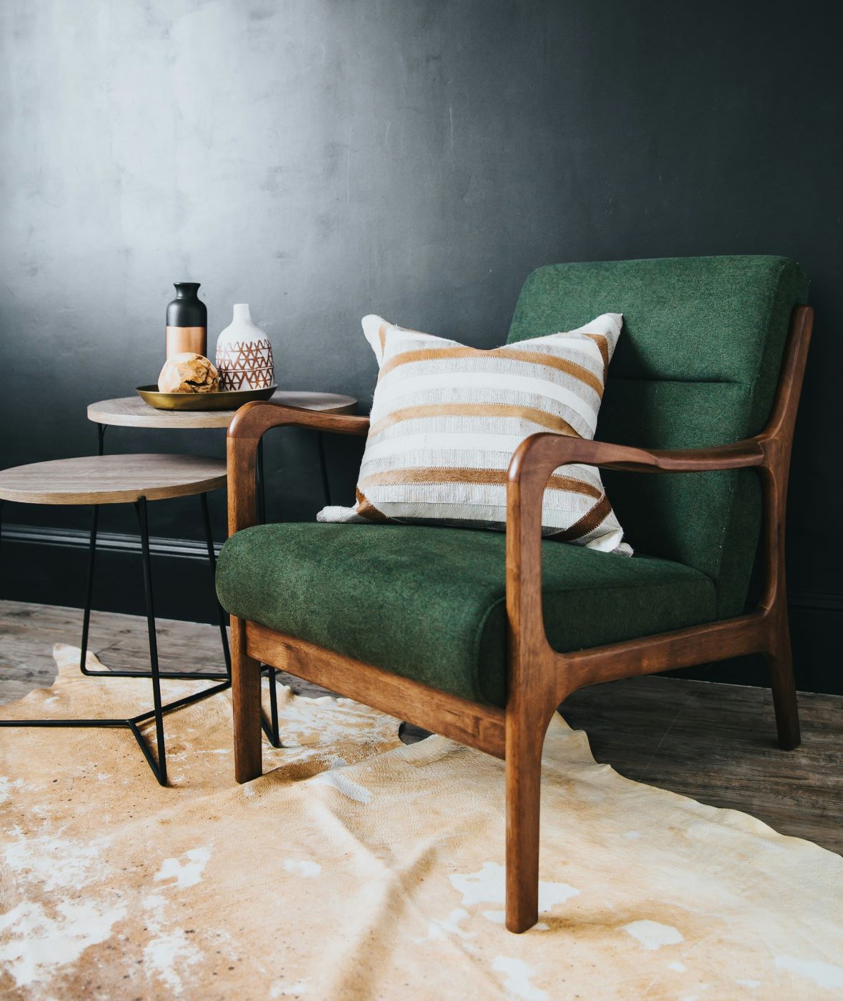 Soft green chair in livingroom